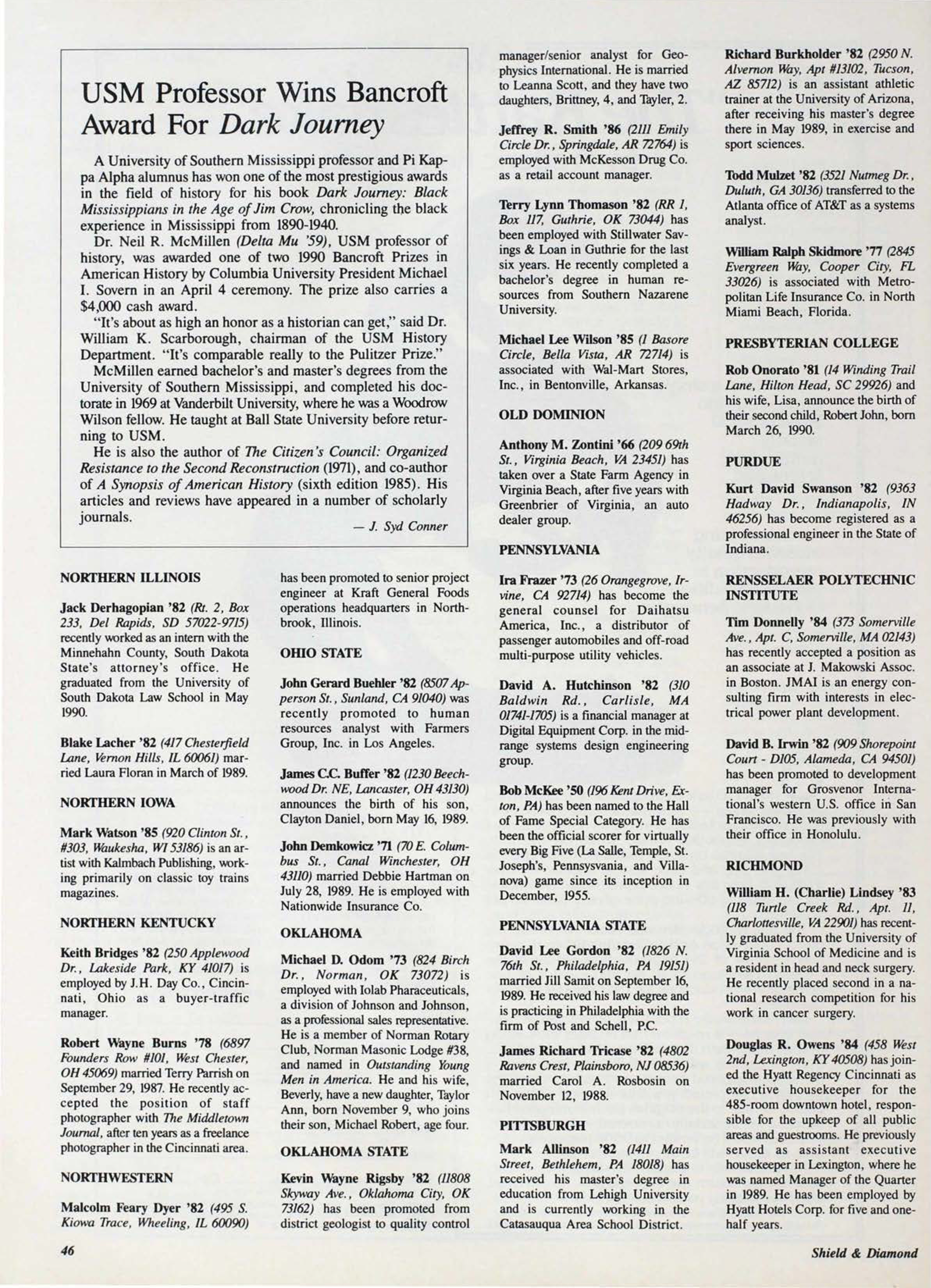 USM Professor Wins Bancroft Award For Dark Journey